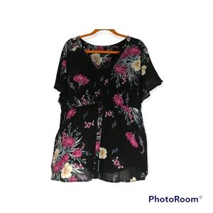 PRETTY TORRID BUTTON FRONT GAUZE/CHALLIS BABYDOLL TOP